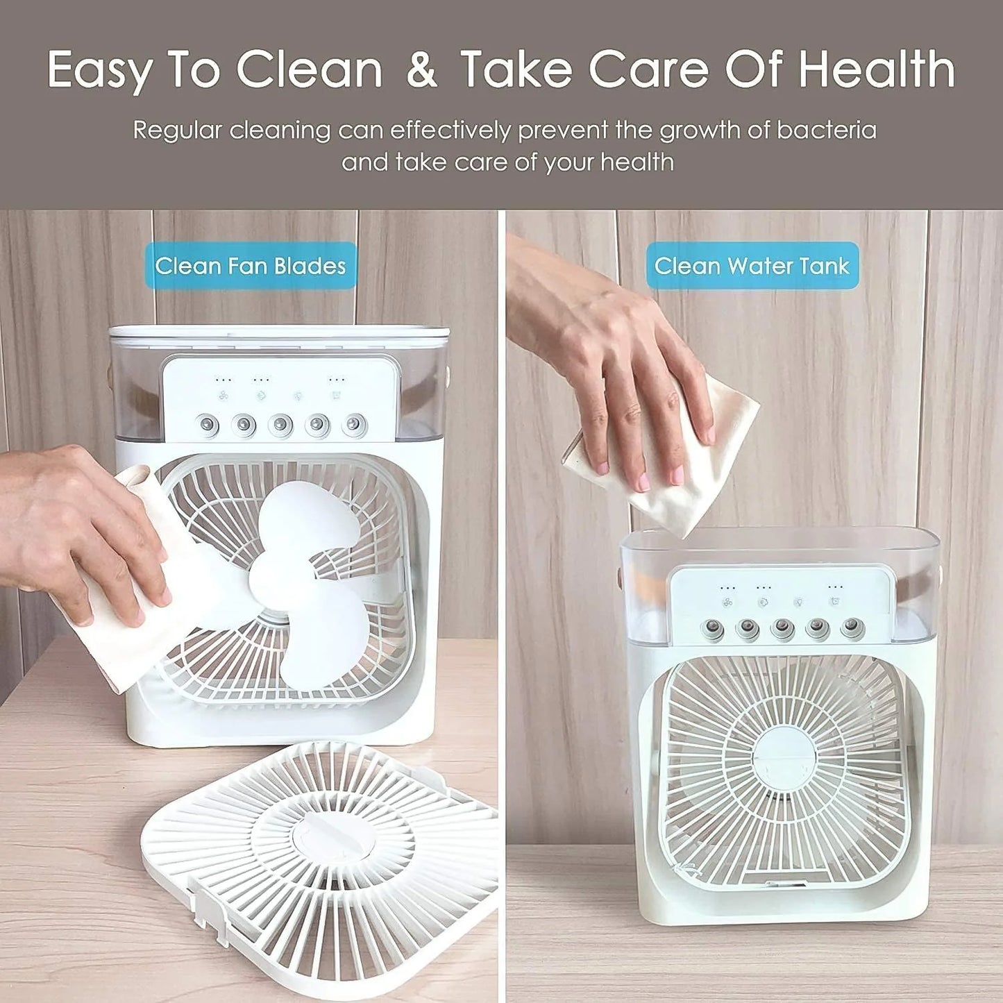 Portable Air Cooler Fan With 7-Color Light – Personal AC Fan