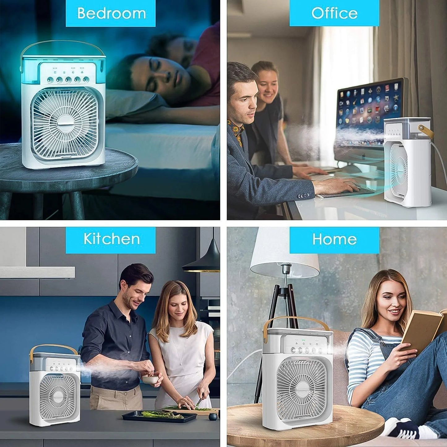 Portable Air Cooler Fan With 7-Color Light – Personal AC Fan